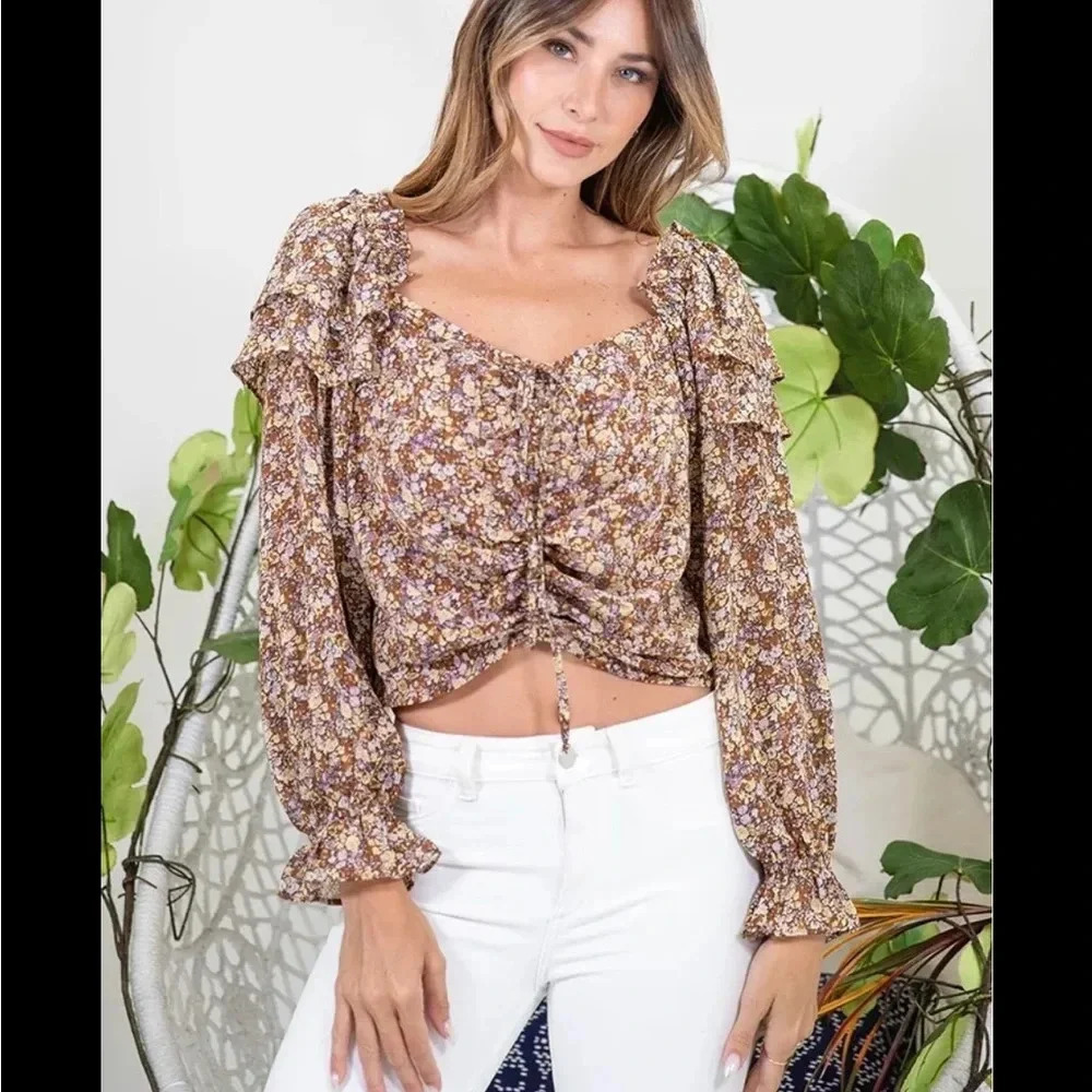 Sew in love boutique floral blouse